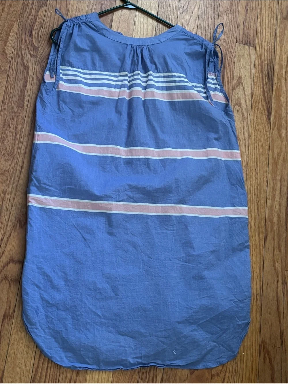 VENUS Cover Up Dress Blue 100% Cotton Tie Shoulder Sleeveless Pockets Small